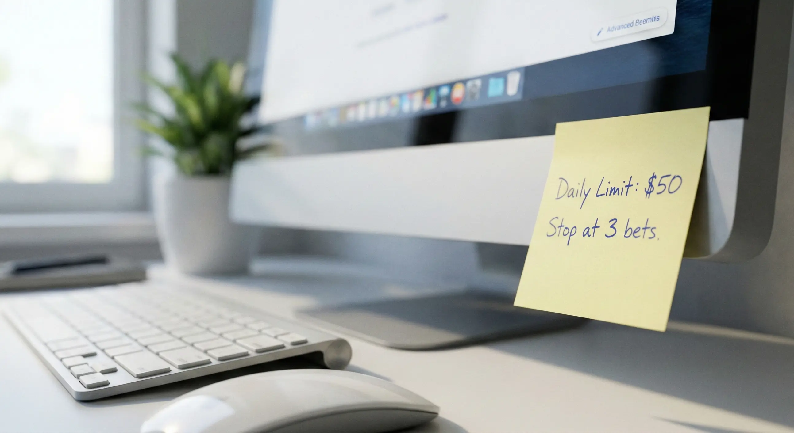 Sticky note with handwritten reminder on a computer monitor edge