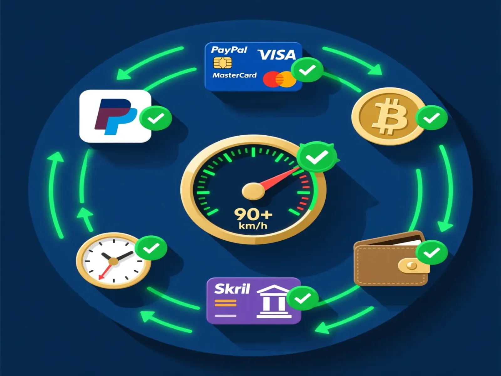 Fast payment methods and withdrawal speed options for bookmakers including PayPal and crypto