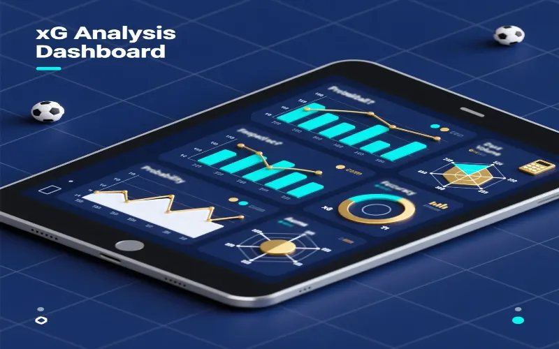 Advanced analytics dashboard showing xG statistics and probability curves for football betting